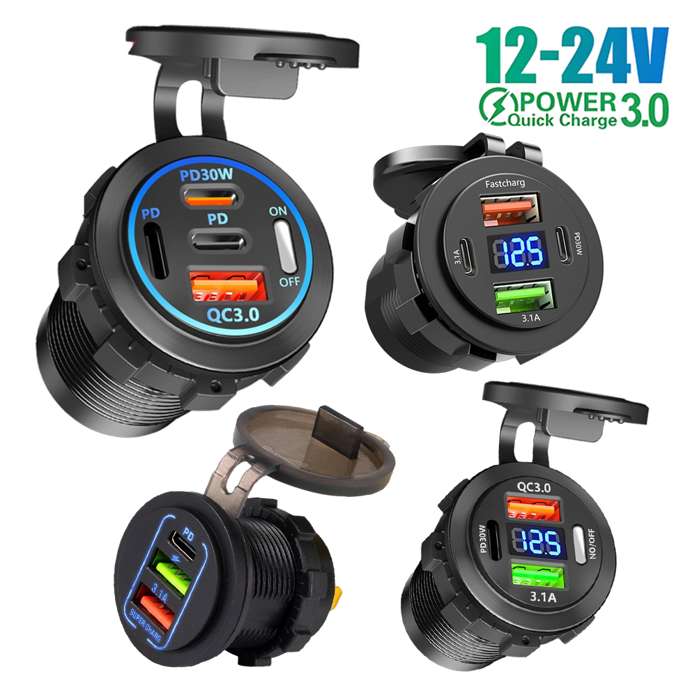 Car Accessories Qc - Tomada USB-C 12V QC3.0 PD Tipo-C